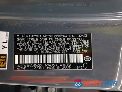 Zdjęcie 12 z 12 samochodu: 2023 TOYOTA PRIUS XLE VIN:JTDADABU7P3001377 - miniatura