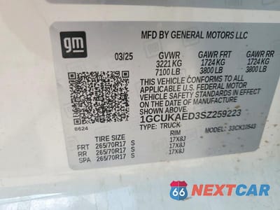 Zdjęcie 12 z 12 samochodu: 2025 CHEVROLET SILVERADO K1500 VIN:1GCUKAED3SZ259223 - miniatura