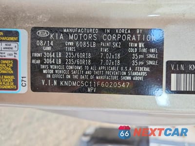Zdjęcie 13 z 13 samochodu: 2015 KIA SEDONA SX VIN:KNDMC5C11F6020547 - miniatura