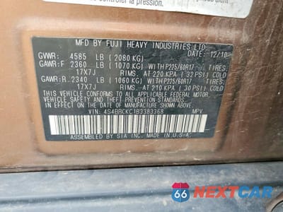 Zdjęcie 13 z 13 samochodu: 2011 SUBARU OUTBACK 2.5I LIMITED VIN:4S4BRCKC1B3383368 - miniatura