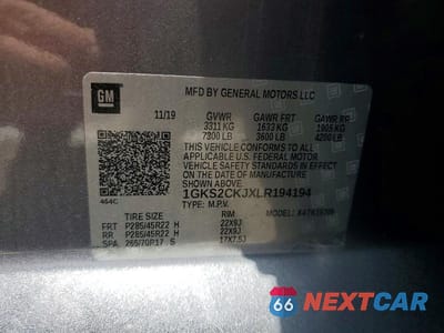 Zdjęcie 13 z 13 samochodu: 2020 GMC YUKON DENALI VIN:1GKS2CKJXLR194194 - miniatura