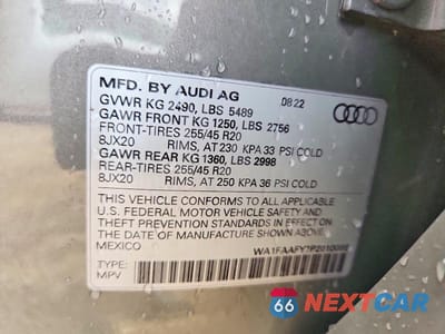Zdjęcie 12 z 12 samochodu: 2023 AUDI Q5 PRESTIGE 45 VIN:WA1FAAFY7P2010088 - miniatura