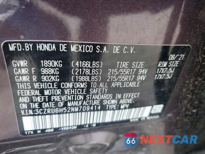 Zdjęcie 13 z 13 samochodu: 2022 HONDA HR-V EX VIN:3CZRU6H52NM709414 - miniatura