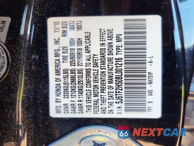 Zdjęcie 12 z 12 samochodu: 2011 HONDA ACCORD CROSSTOUR EXL VIN:5J6TF2H50BL001216 - miniatura