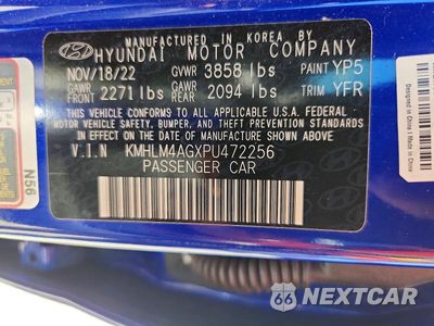 Zdjęcie 12 z 12 samochodu: 2023 HYUNDAI ELANTRA SEL VIN:KMHLM4AGXPU472256 - miniatura
