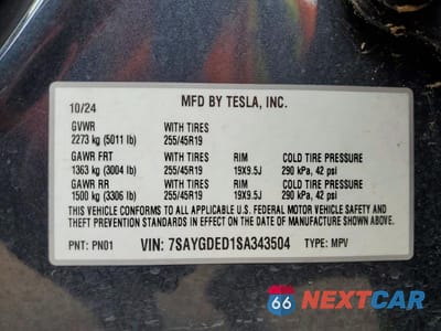 Zdjęcie 14 z 14 samochodu: 2025 TESLA MODEL Y VIN:7SAYGDED1SA343504 - miniatura