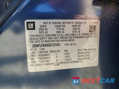 Zdjęcie 12 z 12 samochodu: 2016 CHEVROLET EQUINOX LT VIN:2GNFLFEKXG6157431 - miniatura