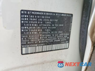 Zdjęcie 13 z 13 samochodu: 2022 VOLKSWAGEN TIGUAN SE VIN:3VV3B7AXXNM122687 - miniatura