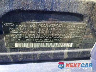 Zdjęcie 13 z 13 samochodu: 2011 HYUNDAI SONATA GLS VIN:5NPEB4AC1BH221533 - miniatura