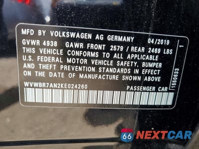 Zdjęcie 12 z 12 samochodu: 2019 VOLKSWAGEN ARTEON SE VIN:WVWBR7AN2KE024260 - miniatura