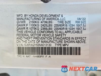 Zdjęcie 14 z 14 samochodu: 2022 HONDA CR-V EX VIN:5J6RW2H53NA013130 - miniatura