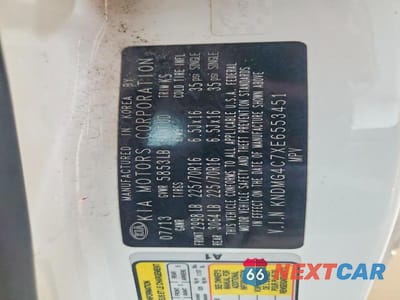 Zdjęcie 14 z 14 samochodu: 2014 KIA SEDONA LX VIN:KNDMG4C7XE6553451 - miniatura