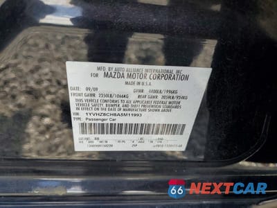 Zdjęcie 12 z 12 samochodu: 2010 MAZDA 6 I VIN:1YVHZ8CH8A5M11993 - miniatura