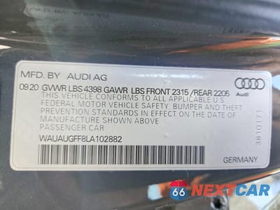 Zdjęcie 12 z 12 samochodu: 2020 AUDI A3 PREMIUM VIN:WAUAUGFF8LA102882 - miniatura