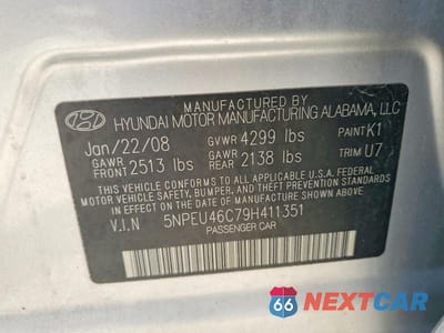 Zdjęcie 12 z 12 samochodu: 2009 HYUNDAI SONATA LIMITED VIN:5NPEU46C79H411351 - miniatura