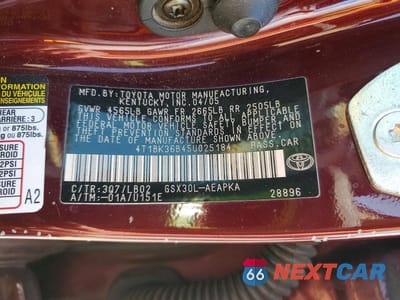 Zdjęcie 12 z 12 samochodu: 2005 TOYOTA AVALON LIMITED VIN:4T1BK36B45U025184 - miniatura