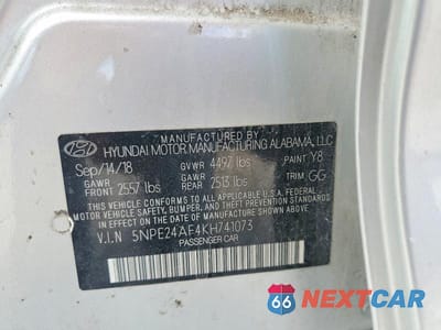 Zdjęcie 13 z 13 samochodu: 2019 HYUNDAI SONATA SE VIN:5NPE24AF4KH741073 - miniatura