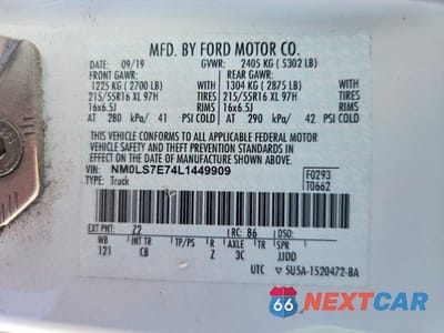 Zdjęcie 13 z 13 samochodu: 2020 FORD TRANSIT CONNECT XL VIN:NM0LS7E74L1449909 - miniatura