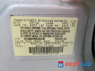 Zdjęcie 12 z 12 samochodu: 2011 NISSAN SENTRA 2.0 VIN:3N1AB6AP0BL609238 - miniatura