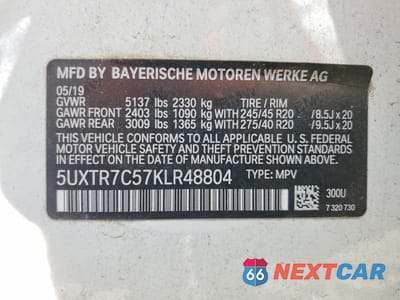 Zdjęcie 14 z 14 samochodu: 2019 BMW X3 SDRIVE30I VIN:5UXTR7C57KLR48804 - miniatura