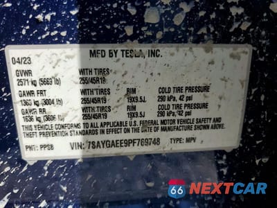 Zdjęcie 13 z 13 samochodu: 2023 TESLA MODEL Y VIN:7SAYGAEE9PF769748 - miniatura
