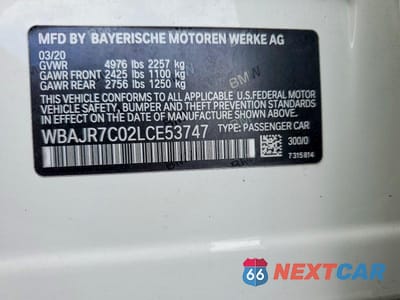 Zdjęcie 12 z 12 samochodu: 2020 BMW 530 XI VIN:WBAJR7C02LCE53747 - miniatura