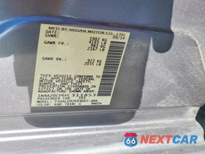 Zdjęcie 12 z 12 samochodu: 2015 NISSAN LEAF SV VIN:1N4AZ0CP6FC311853 - miniatura