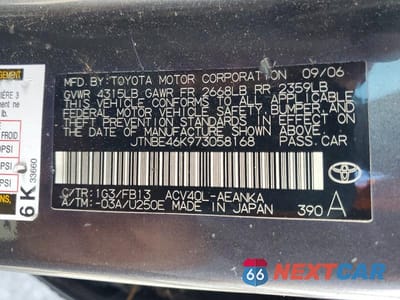 Zdjęcie 12 z 12 samochodu: 2007 TOYOTA CAMRY LE VIN:JTNBE46K973058168 - miniatura
