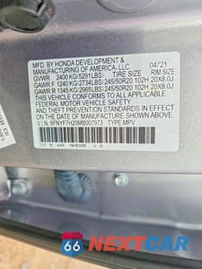 Zdjęcie 13 z 13 samochodu: 2021 HONDA PASSPORT SPORT VIN:5FNYF7H29MB007973 - miniatura