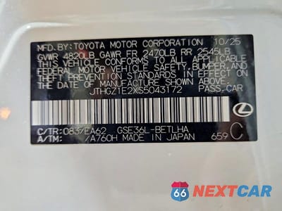 Zdjęcie 12 z 12 samochodu: 2025 LEXUS IS 350 F SPORT VIN:JTHGZ1E2XS5043172 - miniatura