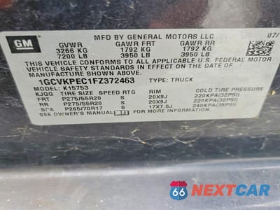 Zdjęcie 12 z 12 samochodu: 2015 CHEVROLET SILVERADO K1500 VIN:1GCVKPEC1FZ372463 - miniatura