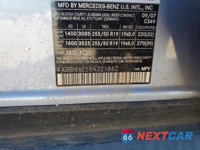 Zdjęcie 13 z 13 samochodu: 2008 MERCEDES-BENZ ML 350 VIN:4JGBB86E58A321862 - miniatura