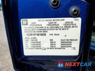 Zdjęcie 12 z 12 samochodu: 2004 CHEVROLET SILVERADO K1500 VIN:1GCEK19T14E188295 - miniatura
