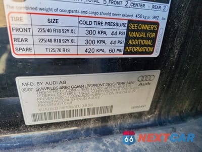 Zdjęcie 12 z 12 samochodu: 2008 AUDI A3 S-LINE 3.2 QUATTRO VIN:WAUKD78P98A013856 - miniatura