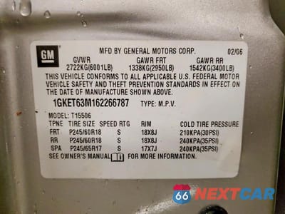 Zdjęcie 13 z 13 samochodu: 2006 GMC ENVOY DENALI VIN:1GKET63M162266787 - miniatura