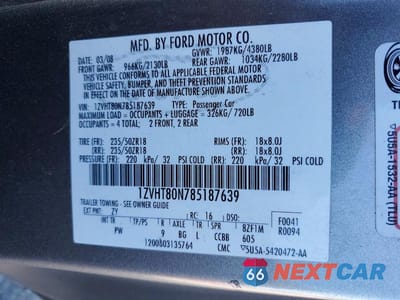 Zdjęcie 12 z 12 samochodu: 2008 FORD MUSTANG VIN:1ZVHT80N785187639 - miniatura