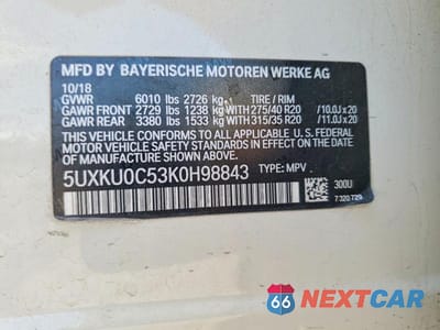 Zdjęcie 13 z 13 samochodu: 2019 BMW X6 SDRIVE35I VIN:5UXKU0C53K0H98843 - miniatura