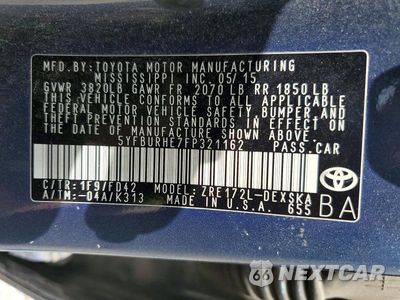 Zdjęcie 12 z 12 samochodu: 2015 TOYOTA COROLLA S PLUS VIN:5YFBURHE7FP321162 - miniatura