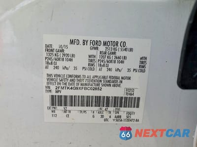 Zdjęcie 13 z 13 samochodu: 2015 FORD EDGE SE VIN:2FMTK4G9XFBC02852 - miniatura