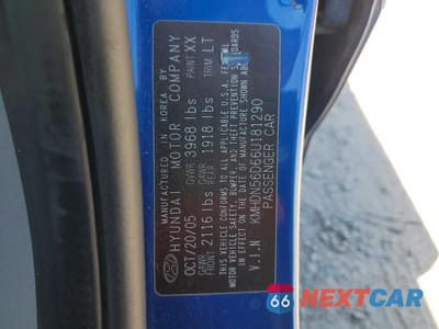 Zdjęcie 12 z 12 samochodu: 2006 HYUNDAI ELANTRA GLS VIN:KMHDN56D66U181290 - miniatura