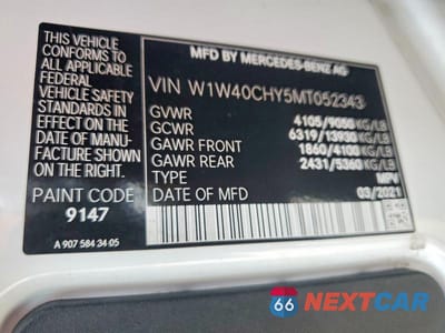 Zdjęcie 14 z 14 samochodu: 2021 MERCEDES-BENZ SPRINTER 2500 DELIVERY VAN VIN:W1W40CHY5MT052343 - miniatura