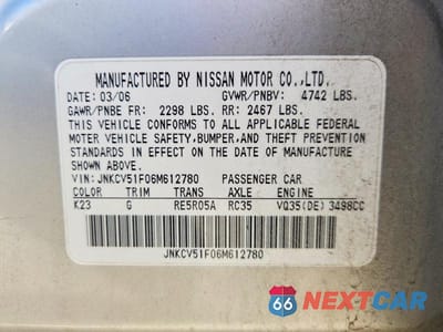 Zdjęcie 13 z 13 samochodu: 2006 INFINITI G35 X VIN:JNKCV51F06M612780 - miniatura