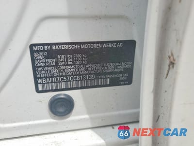 Zdjęcie 12 z 12 samochodu: 2012 BMW 535 I VIN:WBAFR7C57CC813139 - miniatura