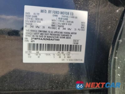 Zdjęcie 14 z 14 samochodu: 2022 FORD EDGE SEL VIN:2FMPK4J92NBA07949 - miniatura
