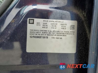 Zdjęcie 12 z 12 samochodu: 2014 CHEVROLET CRUZE LS VIN:1G1PA5SH2E7136178 - miniatura