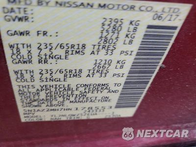 Zdjęcie 13 z 13 samochodu: 2017 NISSAN MURANO SV VIN:5N1AZ2MH7HN178553 - miniatura