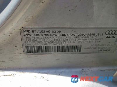 Zdjęcie 13 z 13 samochodu: 2009 AUDI A4 VIN:WAUSF78K49N065159 - miniatura