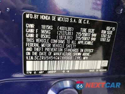Zdjęcie 13 z 13 samochodu: 2016 HONDA HR-V EX VIN:3CZRU5H54GM744968 - miniatura