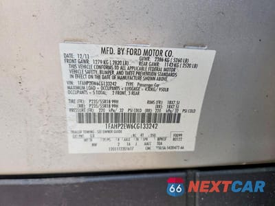 Zdjęcie 12 z 12 samochodu: 2012 FORD TAURUS SEL VIN:1FAHP2EW6CG133242 - miniatura