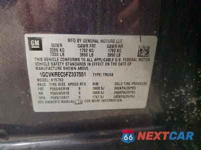 Zdjęcie 12 z 12 samochodu: 2015 CHEVROLET SILVERADO K1500 LT VIN:1GCVKREC5FZ337551 - miniatura